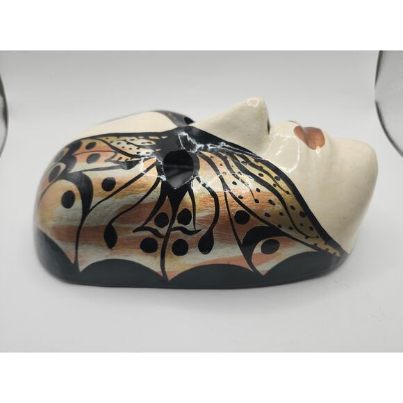 Hand Painted Venetian Butterfly Mask Gold Black Papier Mache Masquerade Wall Art - Picture 5 of 8
